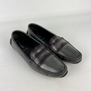 Prada Womens Gray Leather Driving Moccasin Flat Loafers EU A39 US 9 Narrow